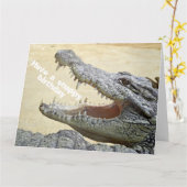 Funny Crocodile Reptile - Happy Snappy Birthday Kaart (Gele Bloem)