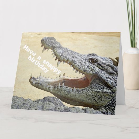Funny Crocodile Reptile - Happy Snappy Birthday Kaart (Voorkant)