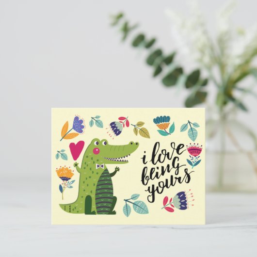 Funny Crocodile Valentijnsdag Briefkaarten (Staand voorkant)