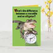 Funny Crocodile Verses Alligator ziet je binnenkor Kaart (Gele Bloem)
