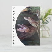 Funny Crocodiles Uitnodigingen (Staand voorkant)