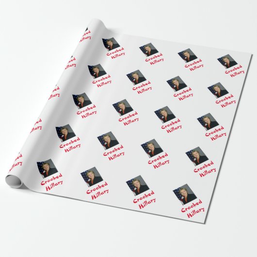 Funny Crooked Hillary Wrapping Paper Cadeaupapier (Uitgerold)