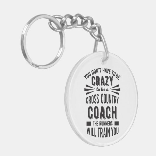 Funny Cross Country Coach Crazy Sleutelhanger (Voorkant Links)