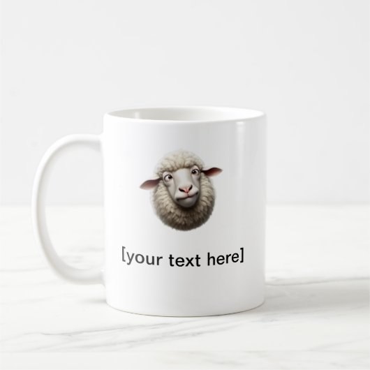 Funny Cross-Eyed Sheep Mug with Custom Text – Cute Koffiemok (Links)