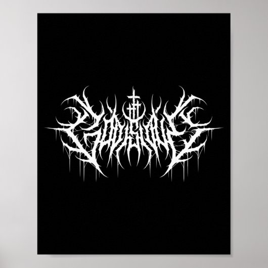 Funny Cross Jesus God Is Love Death Metal Design  Poster (Voorkant)