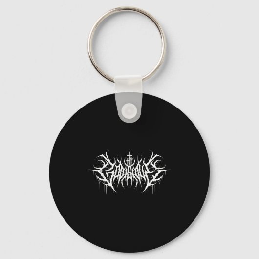 Funny Cross Jesus God Is Love Death Metal Design Sleutelhanger (Voorkant)