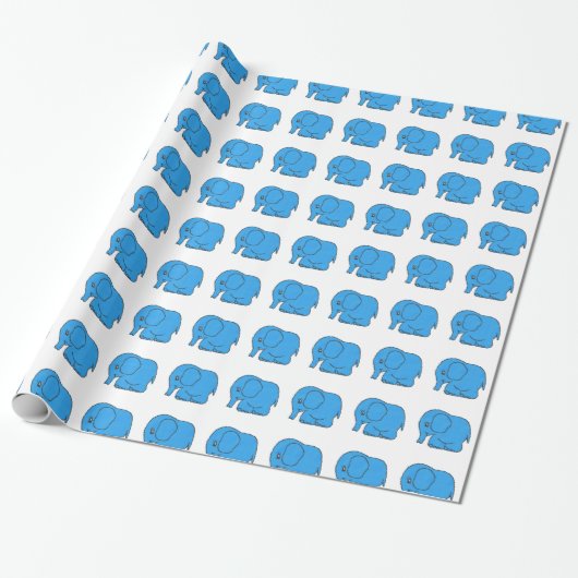 Funny cross-stitch blauwe olifant cadeaupapier (Uitgerold)
