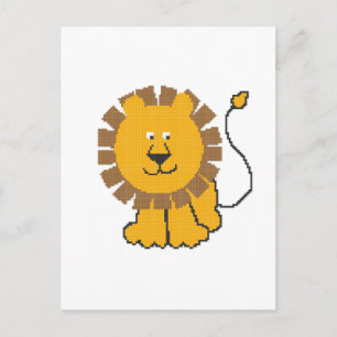 Funny cross-stitch cartoon Lion Briefkaart