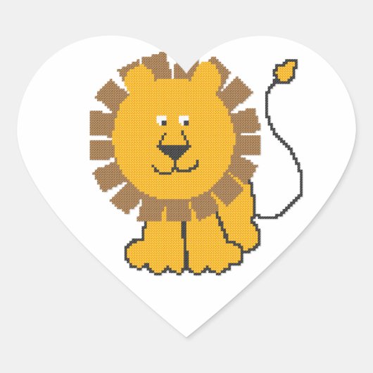 Funny cross-stitch cartoon Lion Hart Sticker (Voorkant)