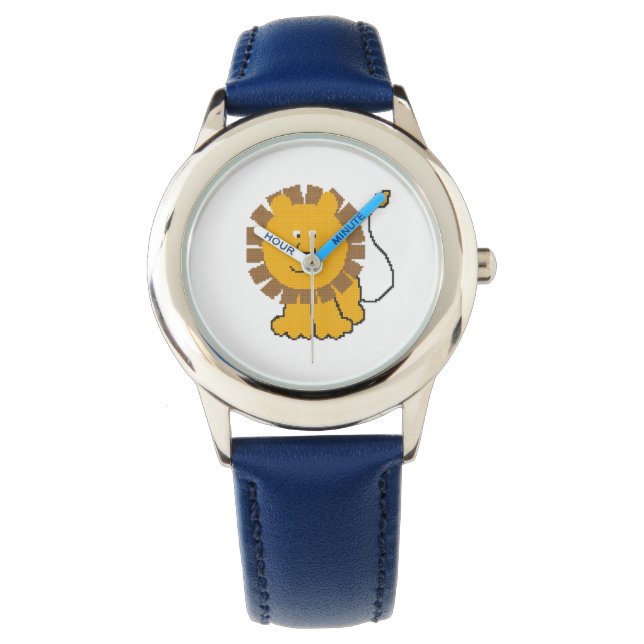 Funny cross-stitch cartoon Lion Horloge (Voorkant)