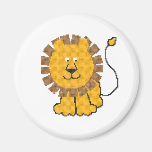 Funny cross-stitch cartoon Lion Magneet (Voorkant)