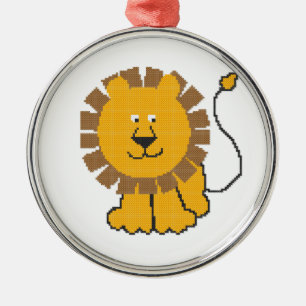 Funny cross-stitch cartoon Lion Metalen Ornament