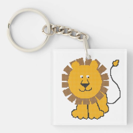 Funny cross-stitch cartoon Lion Sleutelhanger (voorkant)