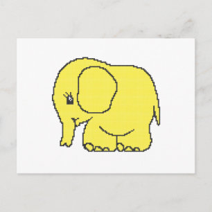 Funny cross-stitch gele olifant briefkaart