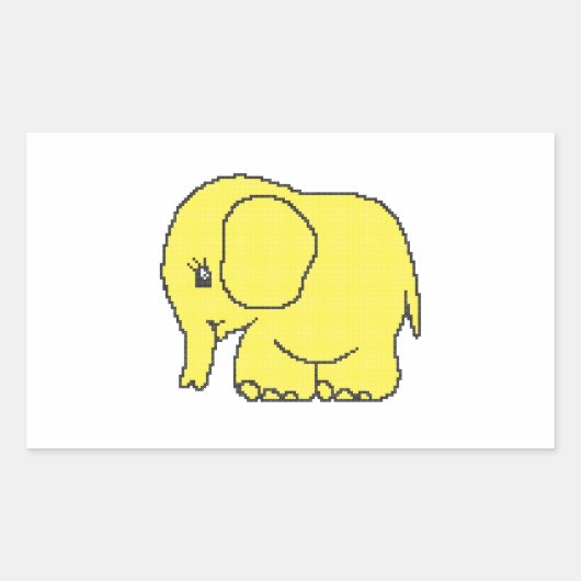 Funny cross-stitch gele olifant rechthoekige sticker (Voorkant)