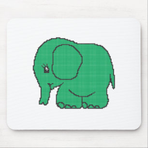 Funny cross-stitch groene olifant muismat