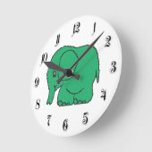 Funny cross-stitch groene olifant ronde klok (Hoek)
