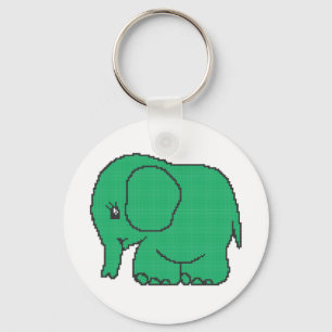Funny cross-stitch groene olifant sleutelhanger