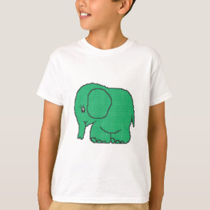 Funny cross-stitch groene olifant t-shirt