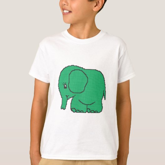 Funny cross-stitch groene olifant t-shirt (Voorkant)