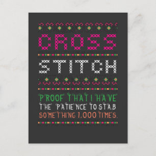 Funny Cross Stitch Needlepoint Sewing Needle Art Briefkaart