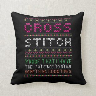 Funny Cross Stitch Needlepoint Sewing Needle Art Kussen
