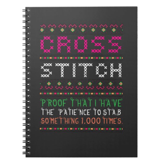 Funny Cross Stitch Needlepoint Sewing Needle Art Notitieboek (Voorkant)