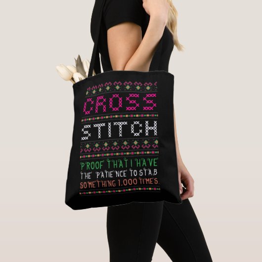 Funny Cross Stitch Needlepoint Sewing Needle Art Tote Bag (Dichtbij)