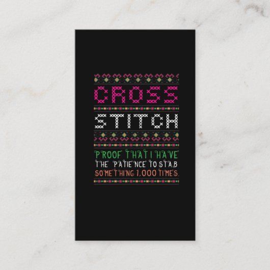 Funny Cross Stitch Needlepoint Sewing Needle Art Visitekaartje (Voorkant)