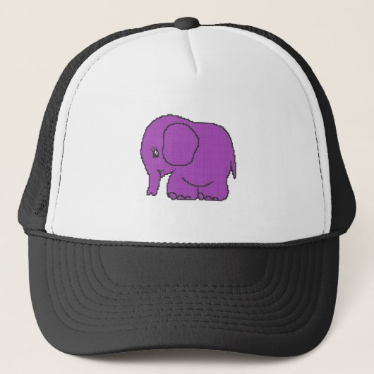 Funny cross-stitch paarse olifant trucker pet (Voorkant)