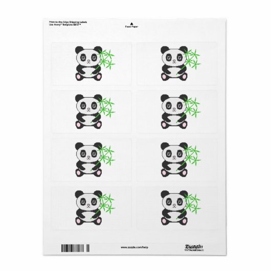 Funny cross-stitch panda etiket (Full Sheet)