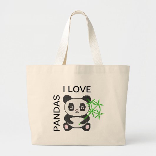 Funny cross-stitch panda grote tote bag (Voorkant)
