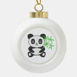 Funny cross-stitch panda keramische bal ornament