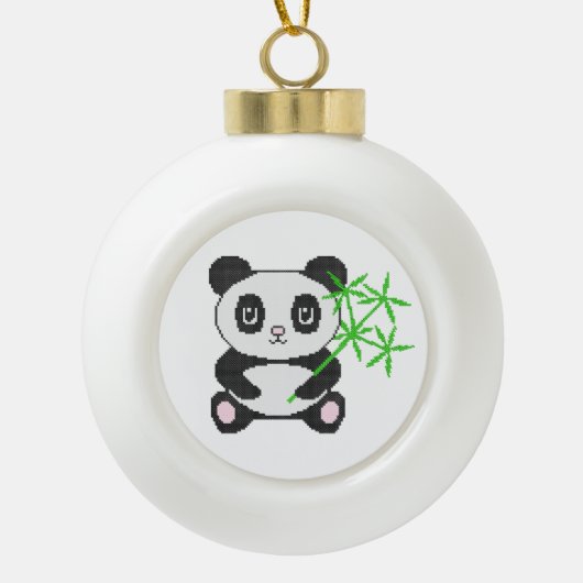 Funny cross-stitch panda keramische bal ornament (Voorkant)