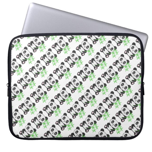 Funny cross-stitch panda laptop sleeve (Voorkant)