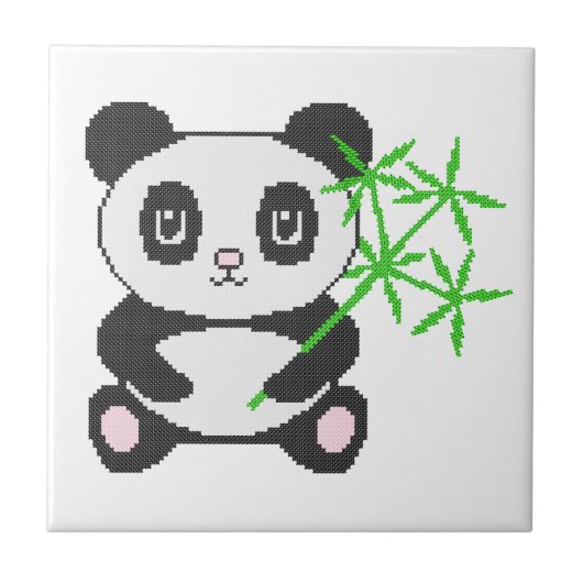Funny cross-stitch panda tegeltje (Voorkant)