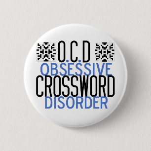 Funny Crossword Puzzle Acdict Ronde Button 5,7 Cm