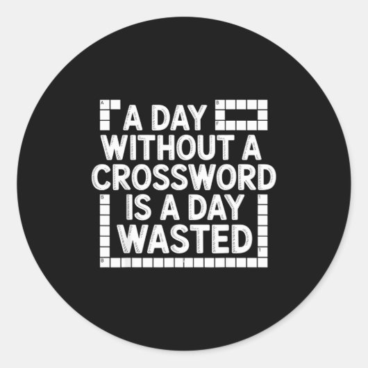 Funny Crossword Puzzle Word Game Nerd  Ronde Sticker (Voorkant)