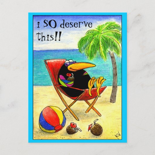 Funny Crow Beach Vacation briefkaart (Voorkant)