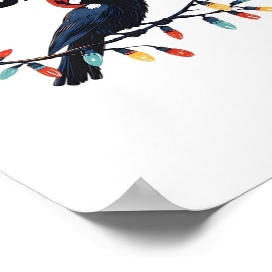 Funny Crow Christmas Classic Retro Design Poster (Hoek)