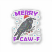 Funny Crow Christmas Classic Vintage Style Sticker (Voorkant)