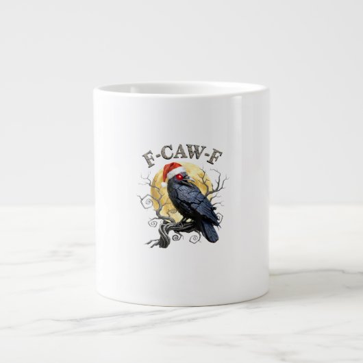 Funny Crow F-Caw-F Bird Gothic Christmas Santa Hat Grote Koffiekop (Voorkant)