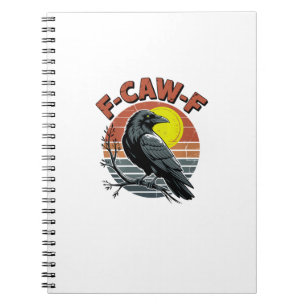 Funny Crow F-Caw-F Retro Zonsondergang Volwassenen Notitieboek
