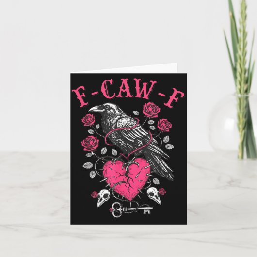 Funny Crow F-caw-f Valentines Day Black Bird Fcawf Kaart (Voorkant)
