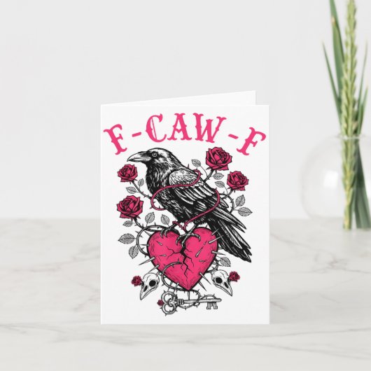 Funny Crow F-caw-f Valentines Day Black Bird Fcawf Kaart (Voorkant)