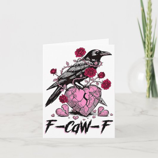 Funny Crow F-caw-f Valentines Day Black Bird Fcawf Kaart (Voorkant)