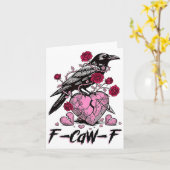 Funny Crow F-caw-f Valentines Day Black Bird Fcawf Kaart (Gele Bloem)