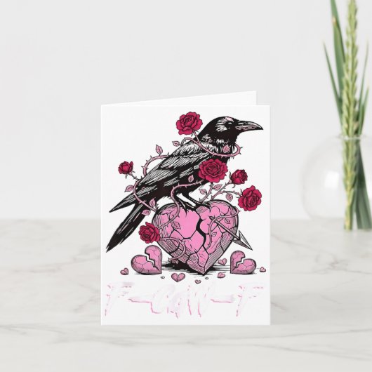 Funny Crow F-caw-f Valentines Day Black Bird Fcawf Kaart (Voorkant)