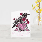 Funny Crow F-caw-f Valentines Day Black Bird Fcawf Kaart (Gele Bloem)