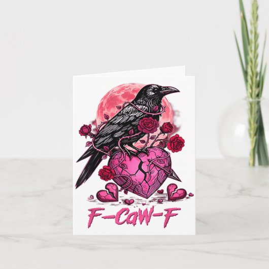 Funny Crow F-caw-f Valentines Day Black Bird Fcawf Kaart (Voorkant)